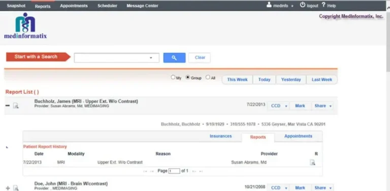 Medinformatix RIS Practice Management Software Provider Portal