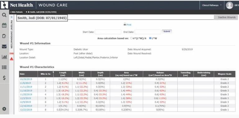 Agility by Net Health EMR Software - patient wound care EMR Software dashboard screenshot.