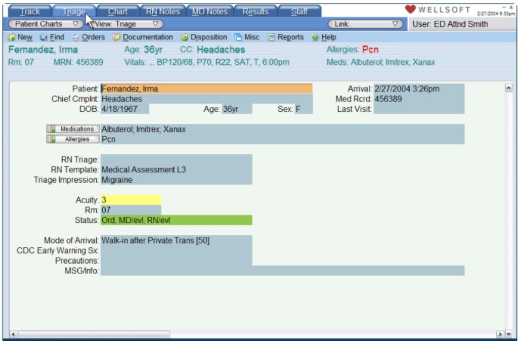 Wellsoft EDIS EMR Software EHR and Practice Management Software