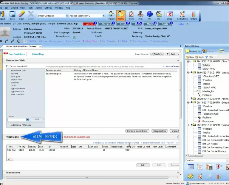 Dashboard view of NextGen EMR Software showing patient monitoring