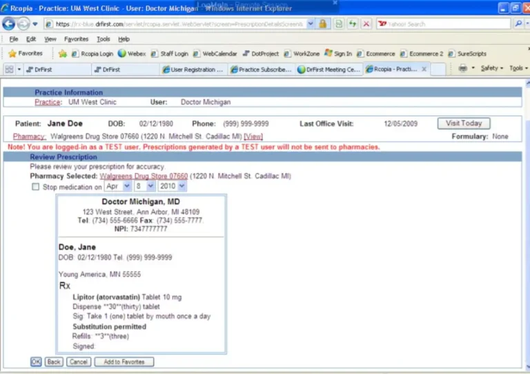 Rcopia MU ePrescribing EMR Software System Receipt