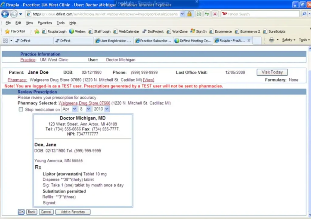 Rcopia-MU e-Prescribing System EHR and Practice Management Software