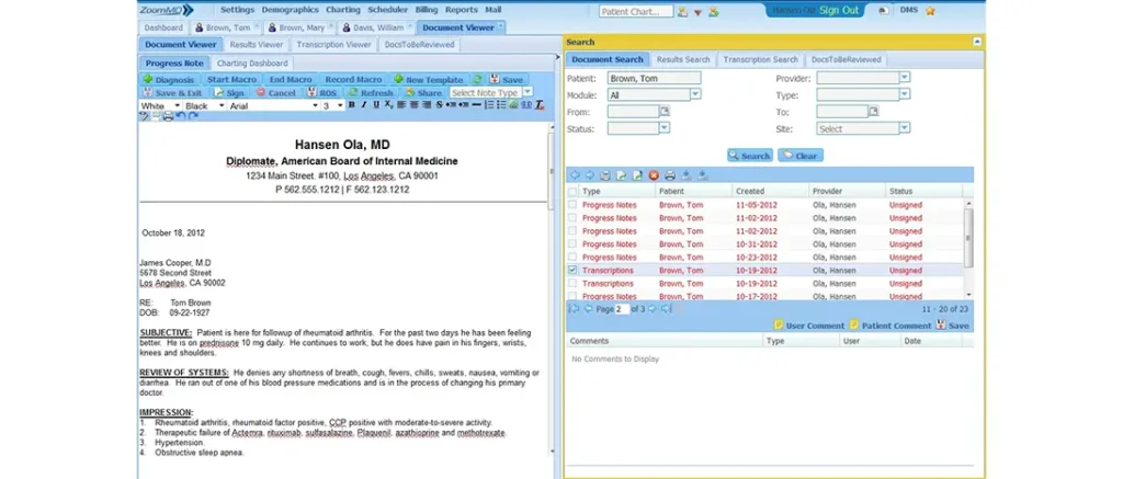 ZoomMD EHR Software EHR and Practice Management Software