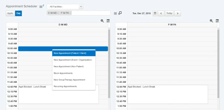 EHR YOUR WAY EMR Software - Appointment Scheduling dashboard