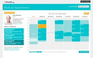 75health EMR Software Appointment dashboard screenshot.