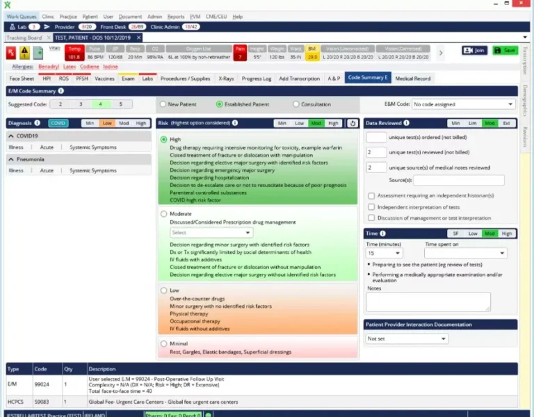 Experity Urgent Care EMR Practice Management Software Diagnosis