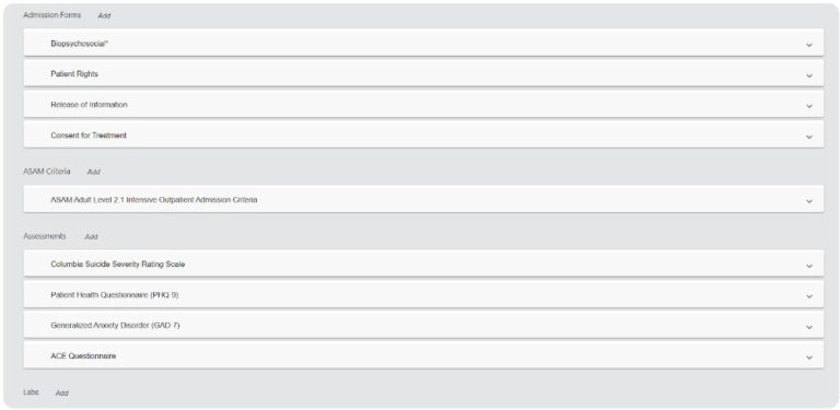 Azzly EHR & EMR Software & Practice Management Software Intake Screen