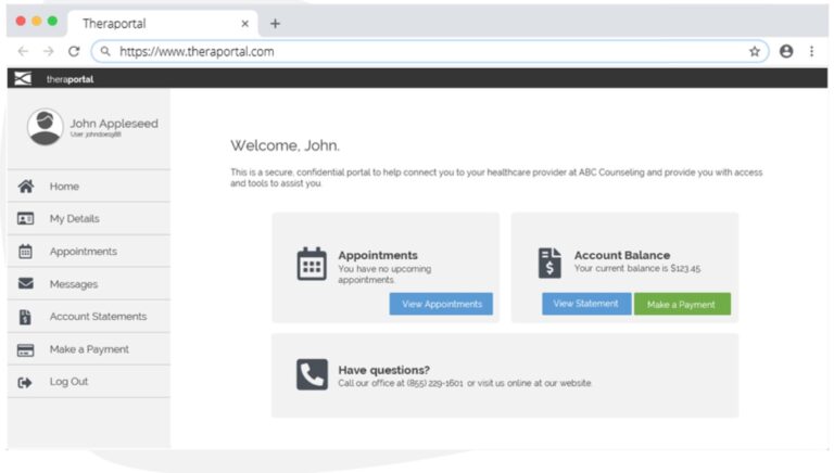 KASA Practice Solutions Practice Management Software Patient Theraportal