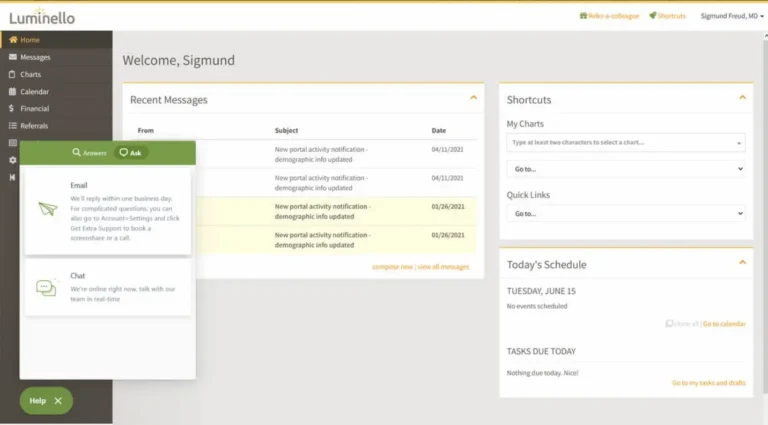Luminello-EMR-Practice-Management-Software-Recent-Messages-Demo