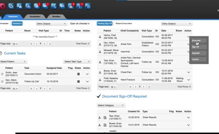 Nexus Clinical EMR Software dashboard