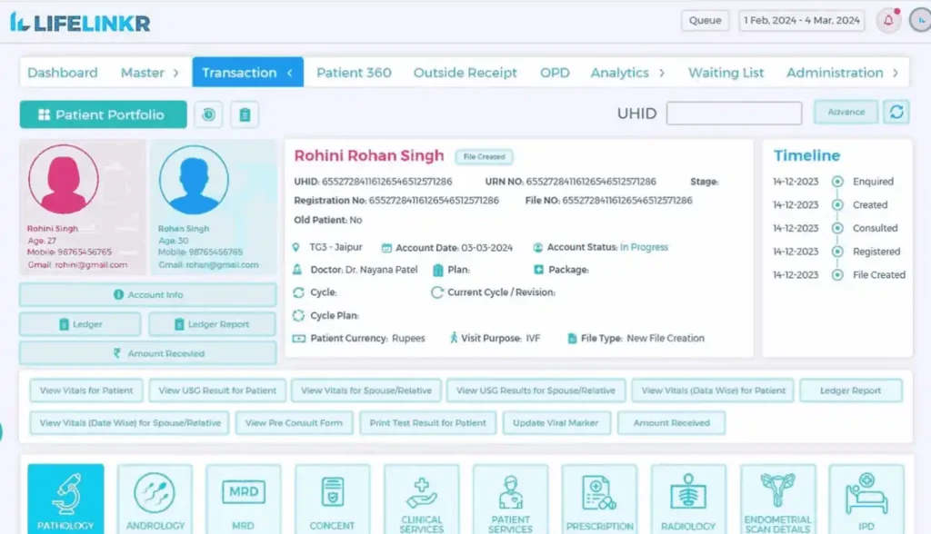 LifeLinkr IVF Clinic Management EMR Software EHR and Practice Management Software