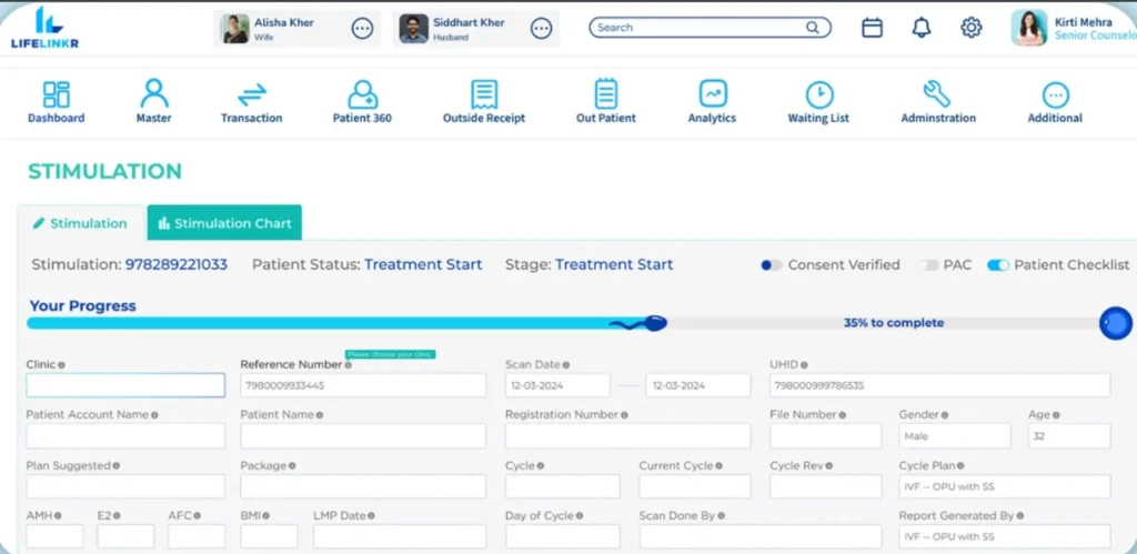 LifeLinkr IVF Clinic Management EMR Software EHR and Practice Management Software