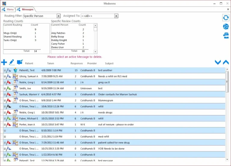 MedWorxs-Evolution-EHR-Practice-Management-Software-Messages